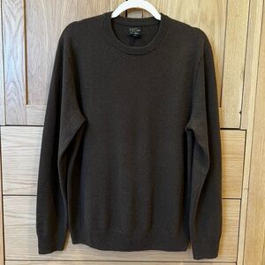 J. Crew Cashmere Crewneck Sweater Chestnut Brown Size Medium Preppy Old Money